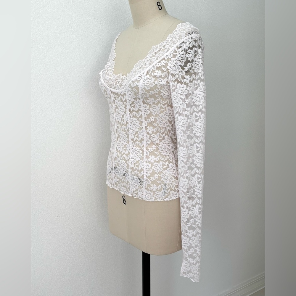 Intimately by Free People All Night Long-Sleeve Top NWT Pale Pink Lace L - Picture 4 of 9